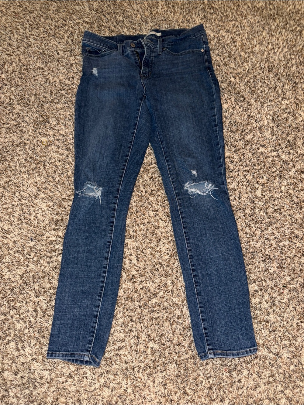 Classic Dark Blue Distressed Women’s Jeans